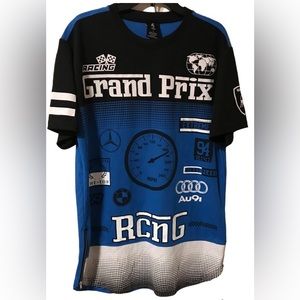 Lavish Society Black,Blue & White Grand Prix Racing Audi Short Sleeve Shirt Sz L